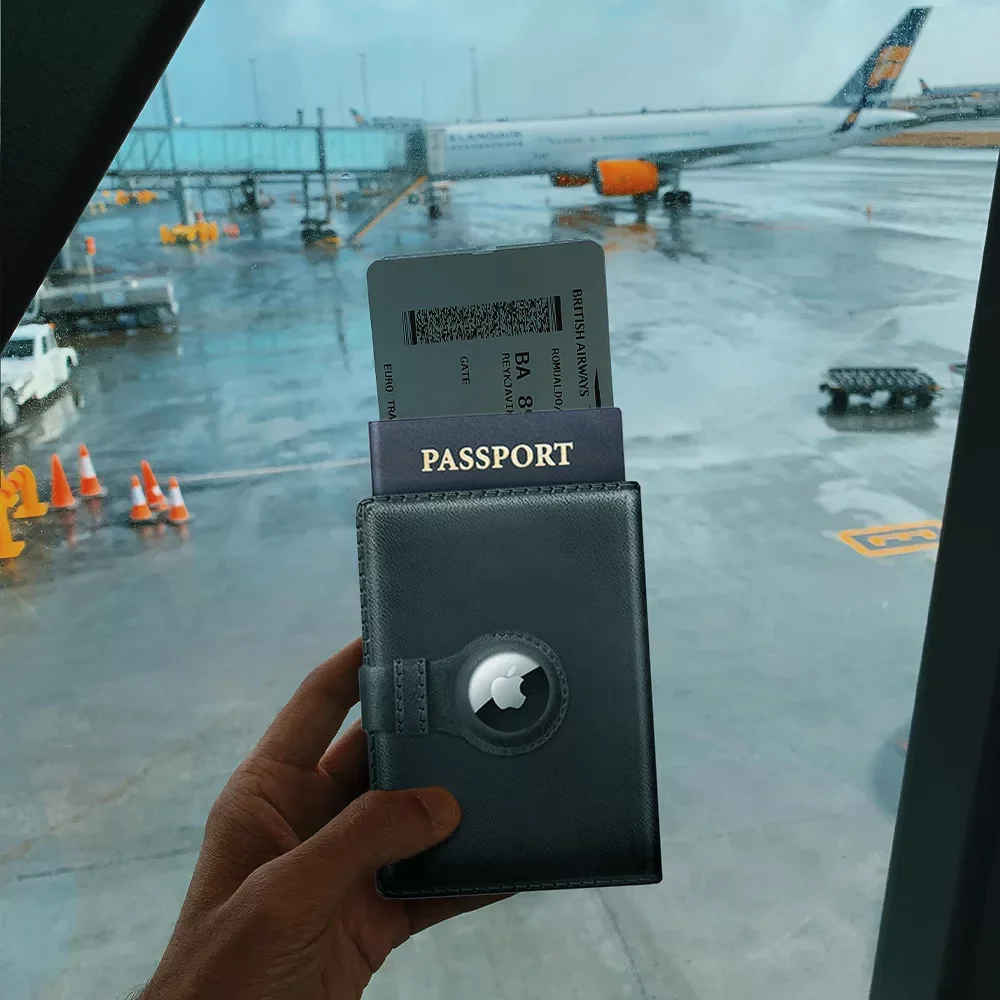Premium Leather AirTag Travel Wallet