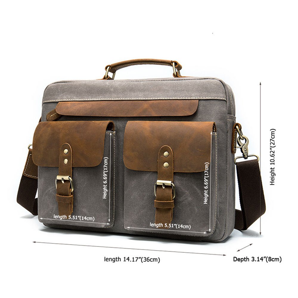 Marunte Retro Leather - Trimmed Laptop Bag - Moderno Collections