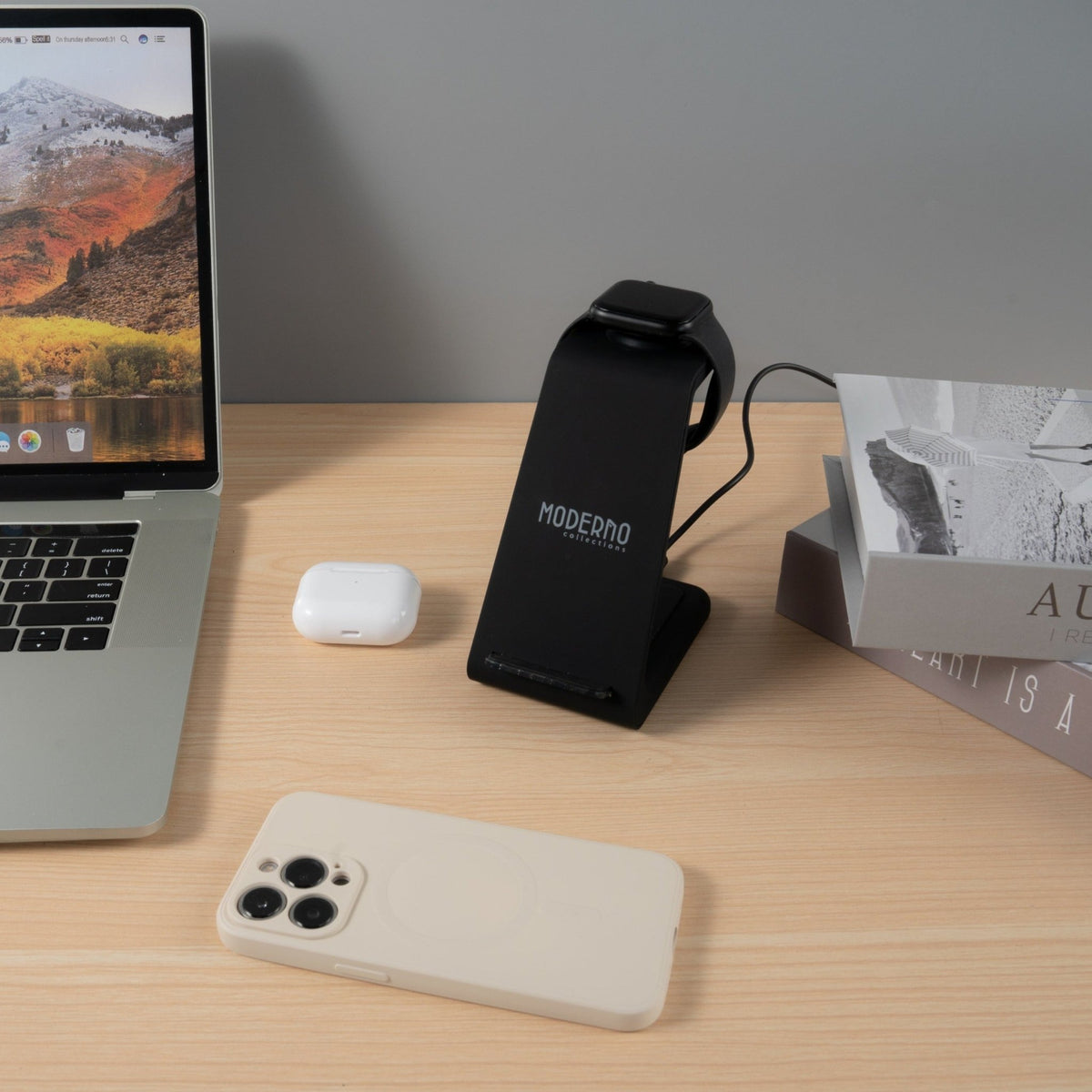 Premium 3 in 1 Fast Wireless Charging Stand for iPhone, Apple Watch &amp; AirPods - Moderno Collections