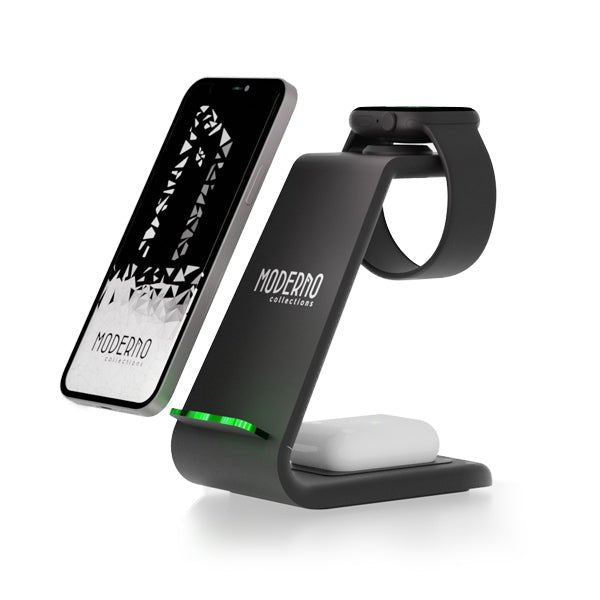 Premium 3 in 1 Fast Wireless Charging Stand for iPhone, Apple Watch &amp; AirPods - Moderno Collections