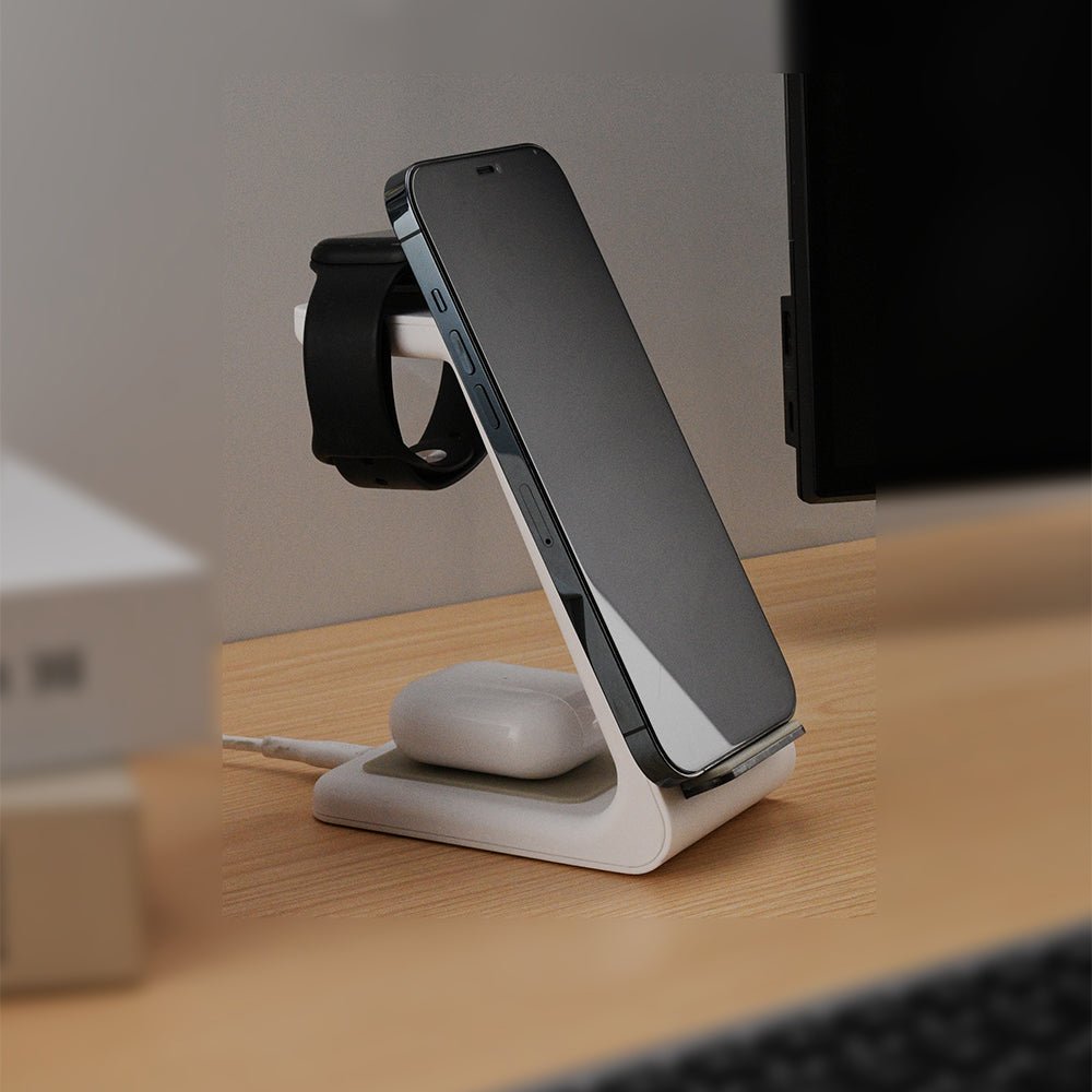 Premium 3 in 1 Fast Wireless Charging Stand for iPhone, Apple Watch &amp; AirPods - Moderno Collections