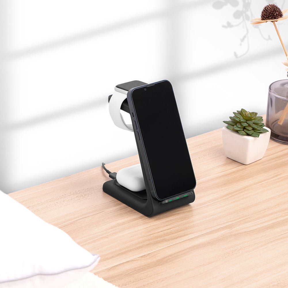Premium 3 in 1 Fast Wireless Charging Stand for iPhone, Apple Watch &amp; AirPods - Moderno Collections