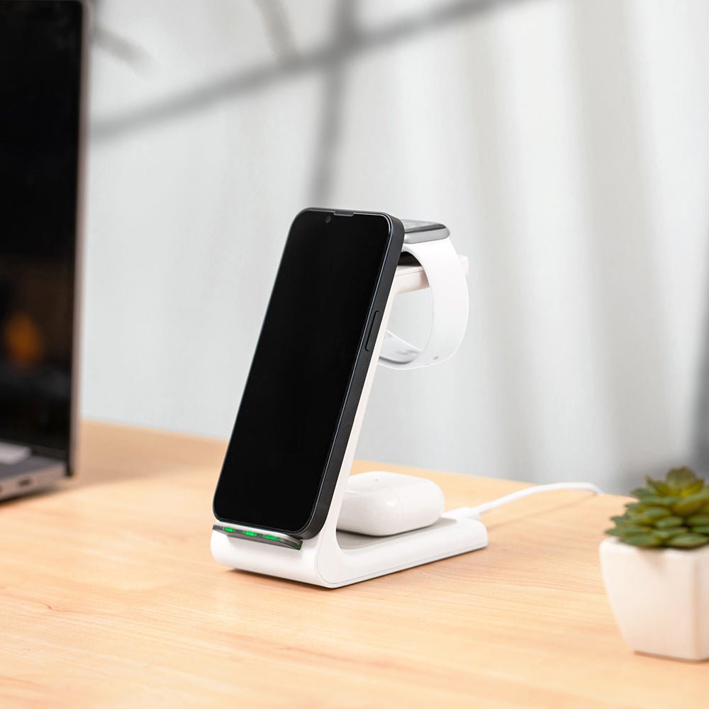 Premium 3 in 1 Fast Wireless Charging Stand for iPhone, Apple Watch &amp; AirPods - Moderno Collections