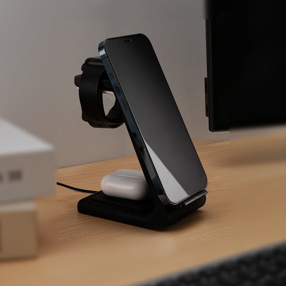 Premium 3 in 1 Fast Wireless Charging Stand for iPhone, Apple Watch &amp; AirPods - Moderno Collections